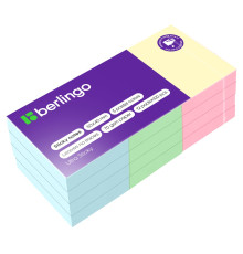 Бумага для заметок с липким краем Berlingo "Ultra Sticky", 50*40мм, 12 блоков по 80л., 3 пастельных цвета
