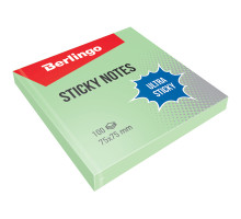 Бумага для заметок с липким краем Berlingo "Ultra Sticky", 75*75мм, 100л., зеленый