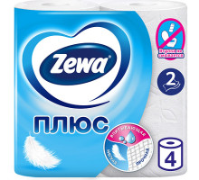 Бумага туалетная Zewa Plus 2-слойная, 4шт., тиснение, белая