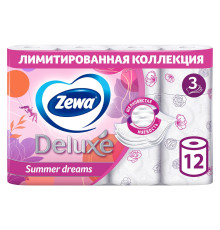 Бумага туалетная Zewa Deluxe 3-слойная, 12шт., тиснение, белая