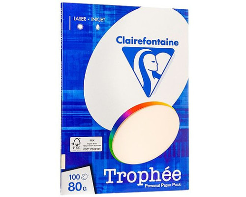 Бумага цветная Clairefontaine "Trophée" А4, 80г/м2, 100л. пастель кремовый