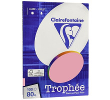 Бумага цветная Clairefontaine "Trophée" А4, 80г/м2, 100л. пастель розовый