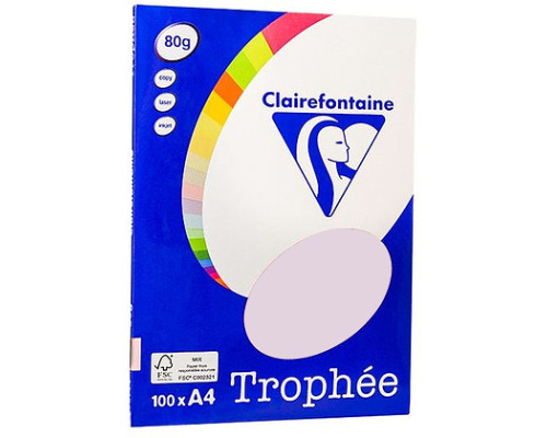 Бумага цветная Clairefontaine "Trophée" А4, 80г/м2, 100л. пастель сирень