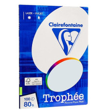 Бумага цветная Clairefontaine "Trophée" А4, 80г/м2, 100л. пастель светло голубой