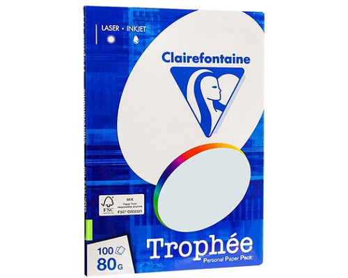 Бумага цветная Clairefontaine "Trophée" А4, 80г/м2, 100л. пастель светло голубой