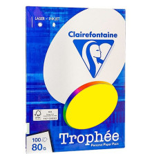 Бумага цветная Clairefontaine "Trophée" А4, 80г/м2, 100л. интенсив желтый