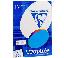 Бумага цветная Clairefontaine "Trophée" А4, 80г/м2, 100л. интенсив синий