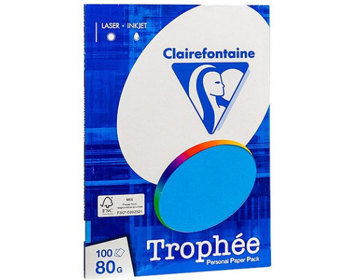 Бумага цветная Clairefontaine "Trophée" А4, 80г/м2, 100л. интенсив синий