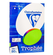 Бумага цветная Clairefontaine "Trophée" А4, 80г/м2, 100л. интенсив зеленый