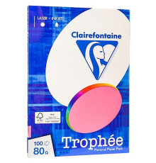 Бумага цветная Clairefontaine "Trophée" А4, 80г/м2, 100л. интенсив розовый