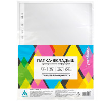 Папка-вкладыш с перфорацией (файл) БЮРОКРАТ СУПЕРЛЮКС А4, 100+мкм, глянцевая 100 шт/уп