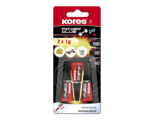 Супер-клей "Kores Powerglue GEL" 3*1гр.