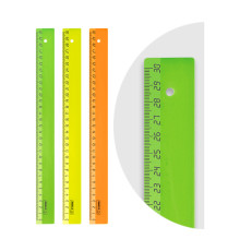 Линейка 30см СТАММ, пластиковая, непрозрачная, неоновые цвета, ассорти