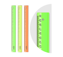 Линейка 30см СТАММ, пластиковая, прозрачная, неоновые цвета, ассорти