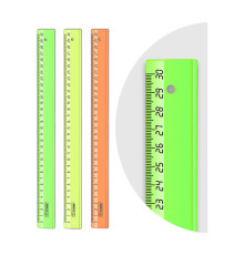 Линейка 30см СТАММ, пластиковая, прозрачная, неоновые цвета, ассорти
