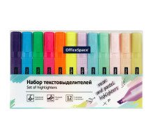 Набор текстовыделителей OfficeSpace 12 цветов, 6цв пастельные, 6цв неоновые, 1-4мм