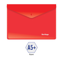 Папка-конверт на кнопке Berlingo, А5+, 180мкм, красная