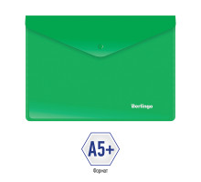 Папка-конверт на кнопке Berlingo, А5+, 180мкм, зеленая 