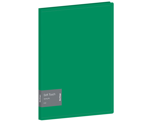 Папка-скоросшиватель с пружинным скоросшивателем Berlingo "Soft Touch", 17мм, 700мкм, зеленая, с внутр. карманом