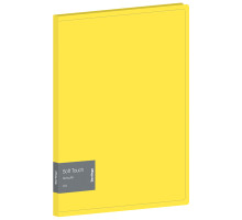 Папка-скоросшиватель с пружинным скоросшивателем Berlingo "Soft Touch", 17мм, 700мкм, желтая, с внутр. карманом