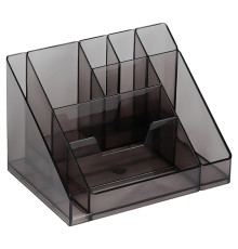 Настольная подставка СТАММ "Каскад", пластиковая, тонированная черная
