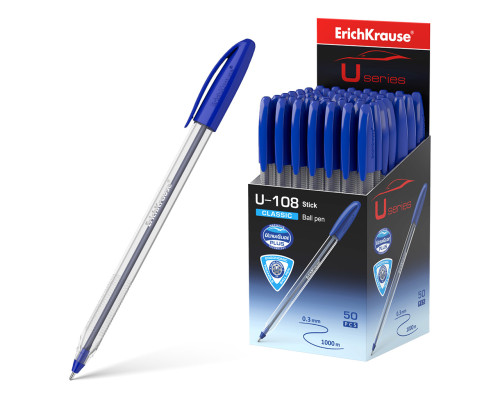 Ручка шариковая ErichKrause U-108 Stick Classic 1.0, Ultra Glide Technology, цвет чернил синий