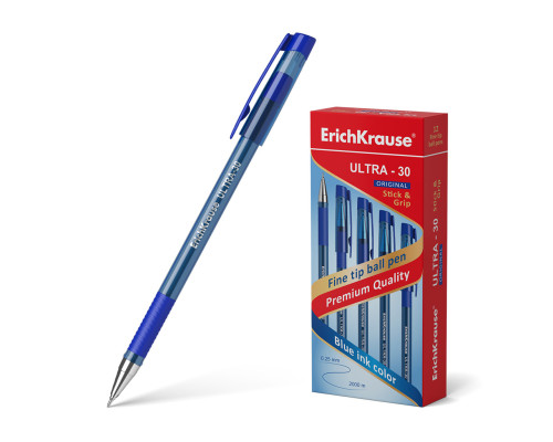 Ручка шариковая ErichKrause ULTRA-30 Stick&Grip Original 0.7, Ultra Glide Technology, цвет чернил синий