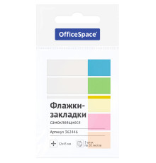 Флажки-закладки OfficeSpace, 12*45мм, 20л*4 неоновых цвета, европодвес